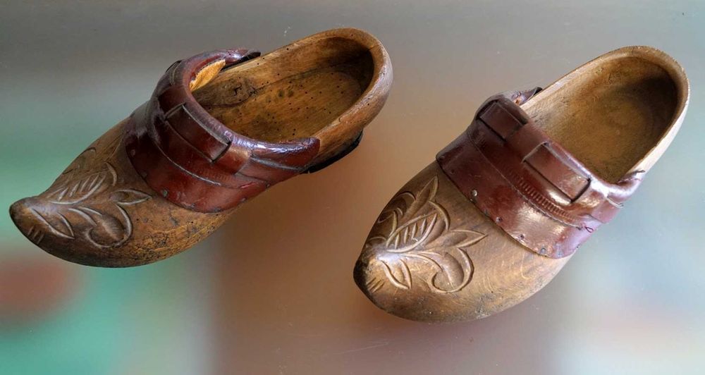 Calçado 1950's genuíno de madeira artesanato tradicional de trabalho