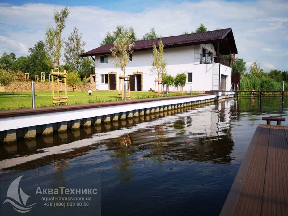 Укрепление берега, укрепление берегов, берегоукрепление, шпунт ПВХ