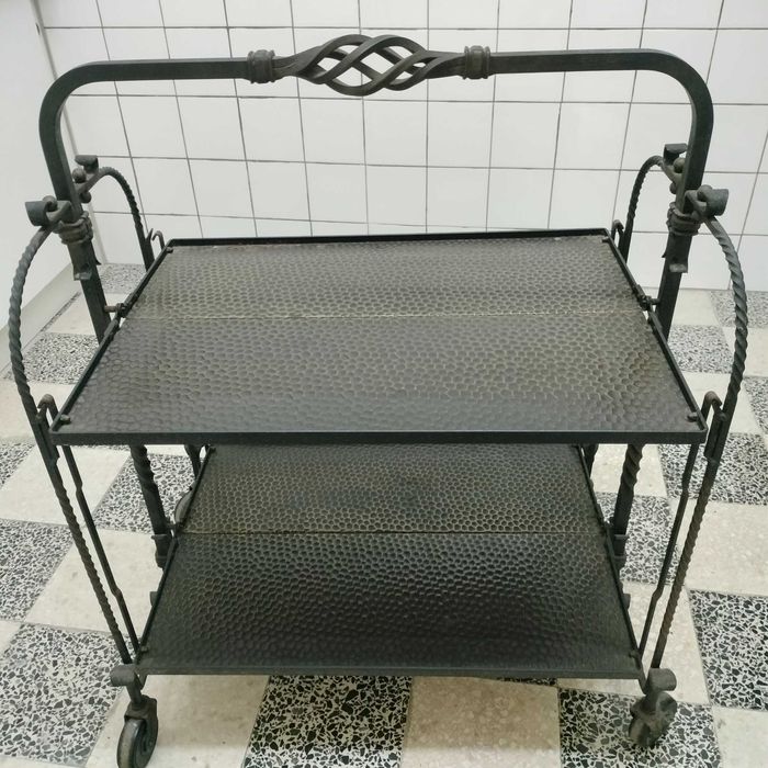 Carrinho de Cozinha/Sala Rustico em ferro - Dobrável - 4 Rodas