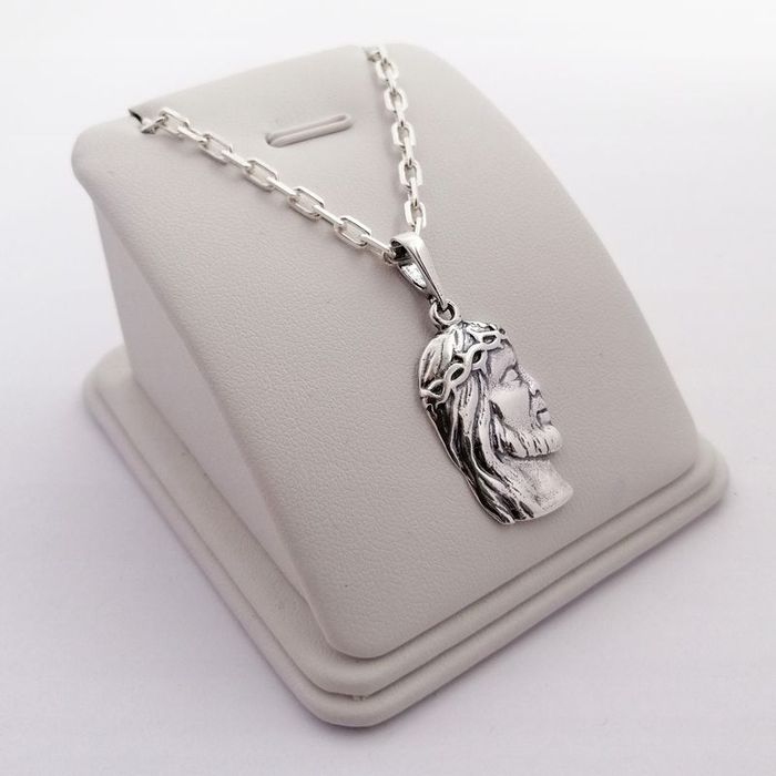 Elegancki Srebrny Męski Łańcuszek + Medalik Jezus Pr. 925 Prezent + Gr