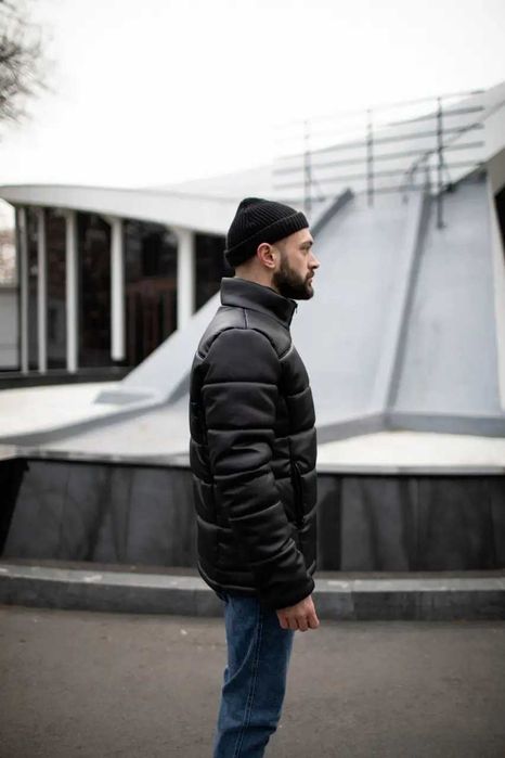 Теплая куртка кожаная мужская ,осенне-зимняя . Большой размер