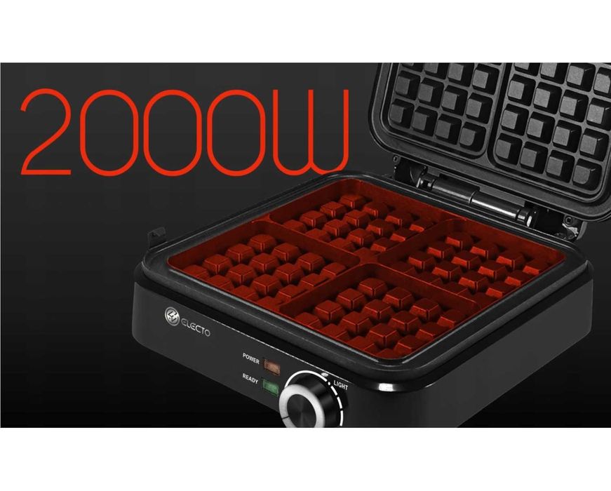 Gofrownica 4 Gofry Regulacja Temperatury Nieprzywierające Płyty 2000W