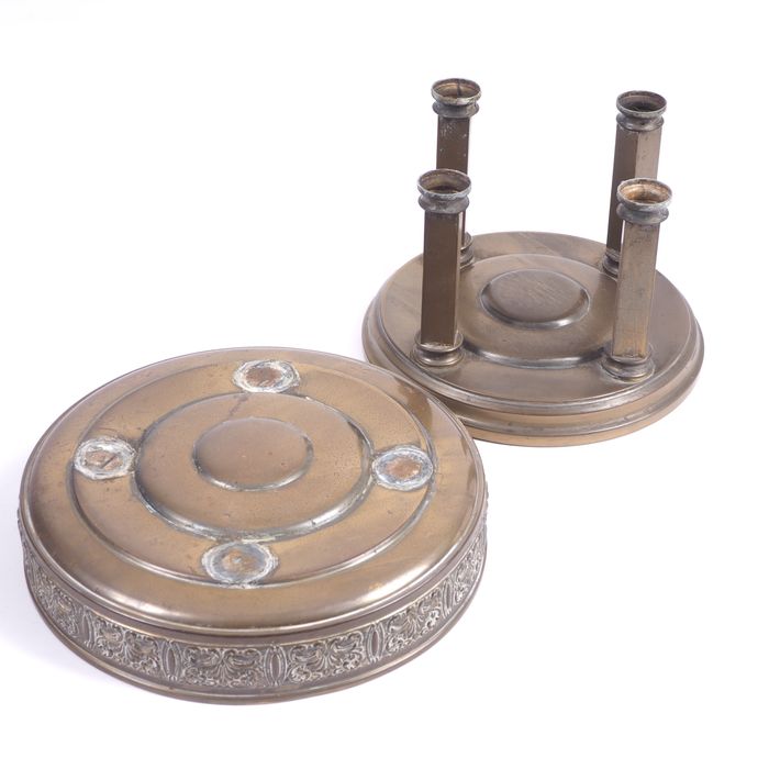 Secesyjna patera mosiadz - szkło pocz. XX w.