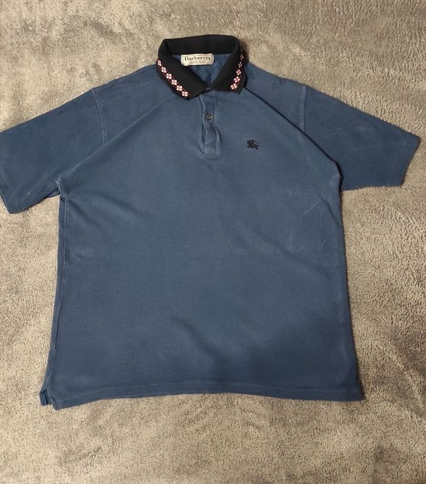Поло Burberrys синє з контрастним коміром, розмір L