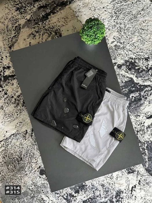 Спортивні Шорти Stone Island Nylon • XS-XXL • Новые Шорты Стон Айленд • Чорні / Сірі
