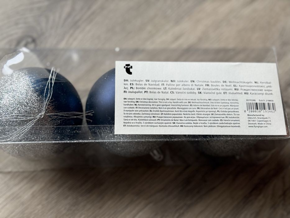 Conjunto 3 bolas Natal azul purpurina