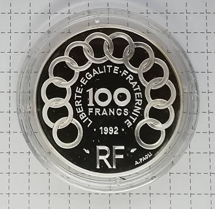 Франція 100 франків 1992р. Жан Монне (15 ЕКЮ). СРІБЛО. Пруф.
