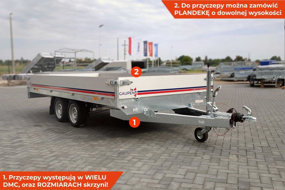 Laweta samochodowa GAUPEN 405 2 HL 405x198x30 aluminiowe burty SPAWANA