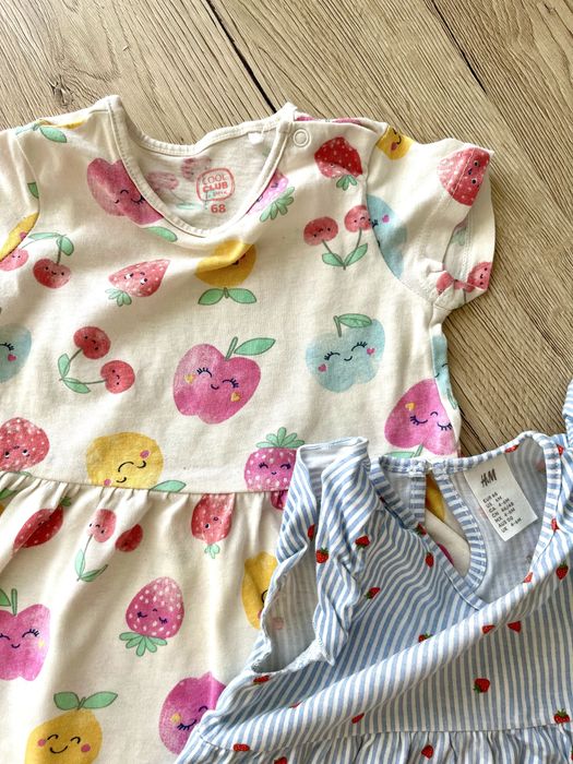 Paka komplet ubranek sukienek dziewczynka niemowlę krótki rękaw letnia