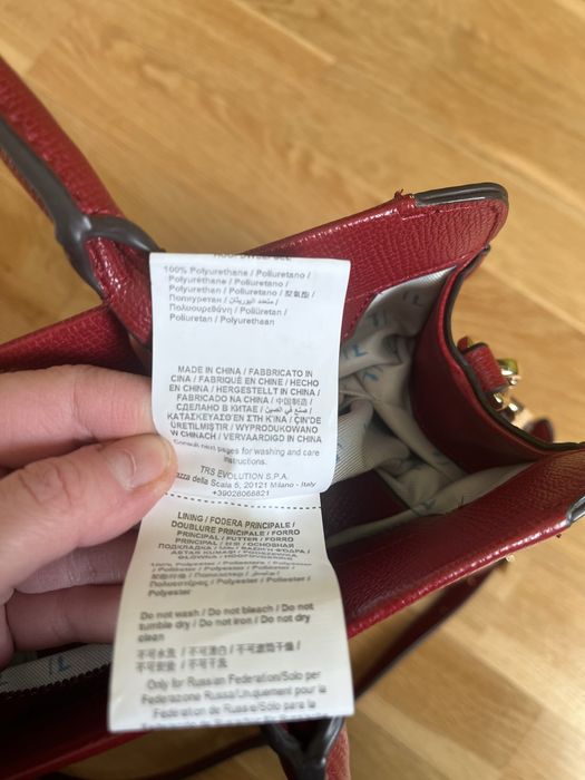 Trussardi Jeans torebka czerwona do ręki na ramię ekoskóra