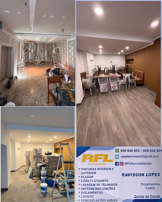Pinturas int. Ext.  Pladur,  Remodelação,  Reparação, Reabilitação de Edifícios     RFL Remodelações