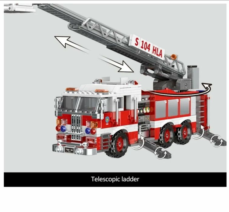 Конструктор пожарная машина 711шт LEGO детский грузовик ДСНС пожарник