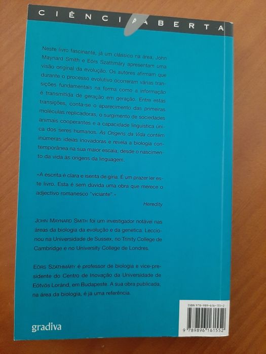 As origens da Vida Ciência Aberta  Gradiva