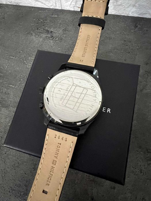 Zegarek męski Tommy Hilfiger Asher skórzany czarny pasek i wiele tarcz