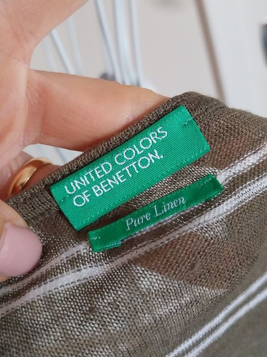 Camisola caqui | riscas | Benetton | Pure Linen | Tamanho M