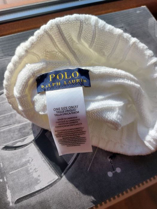 Biala czapka zimowa Polo Ralph