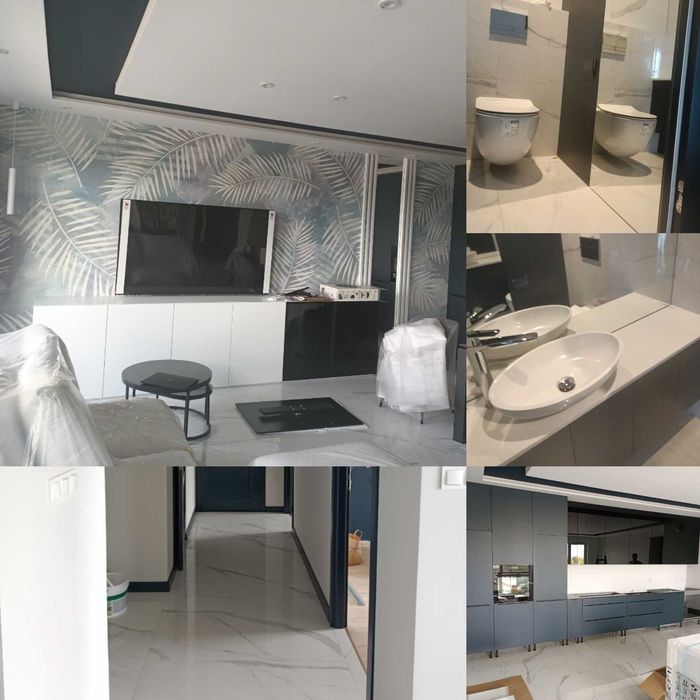 Łazienki, remont, płytki wielkoformatowe, układanie płytek