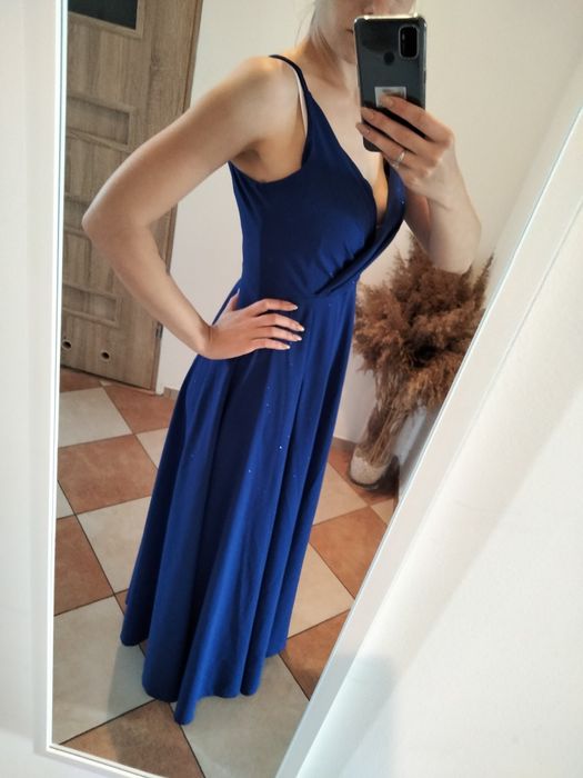 Sukienka Niebieska Brokatowa