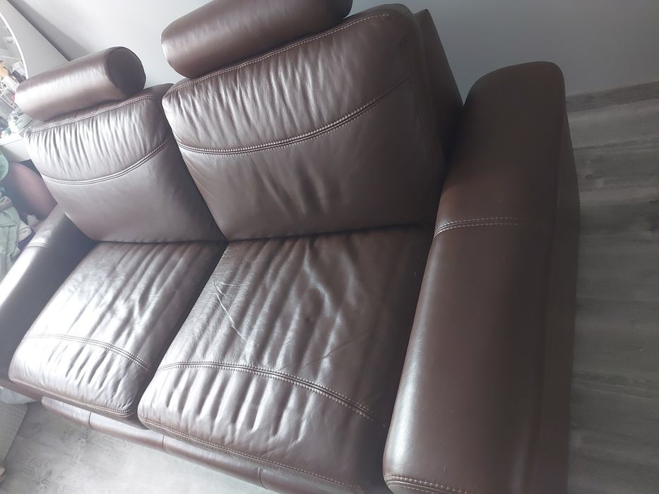 Sofa Bydgoskie Meble skóra brąz szer.190cm