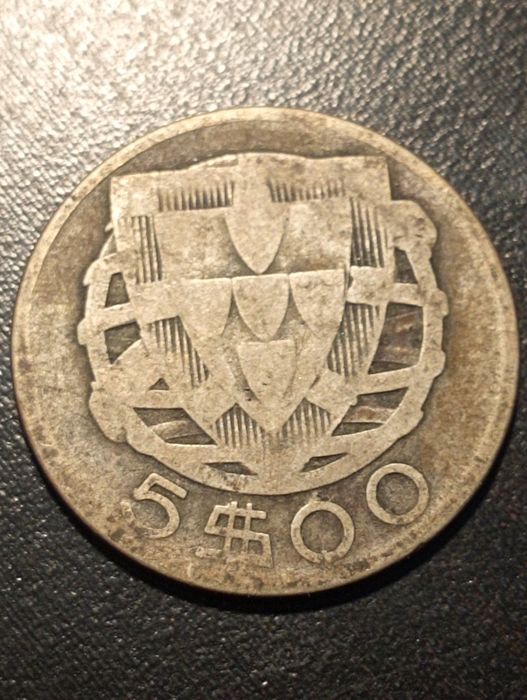 5 escudos - Republca Portuguesa - 1933 - Prata - Bela
