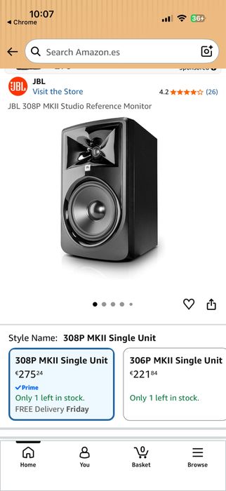 Monitor de áudio profissional JBL (par)