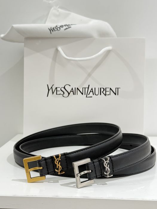 Шкіряний ремінь YSL Saint Laurent Ів Сен Лоран Ив Сен Лоран чорний