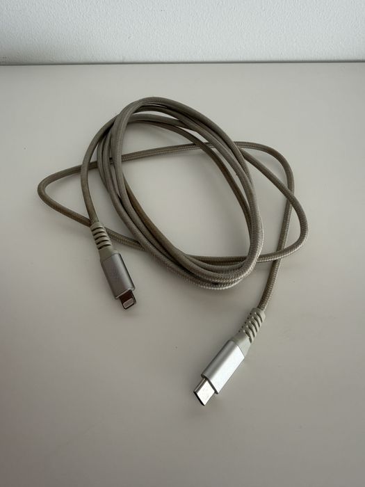 Kabel Lightning USB-A iPhone Apple kompatybilny pleciony biało-szary