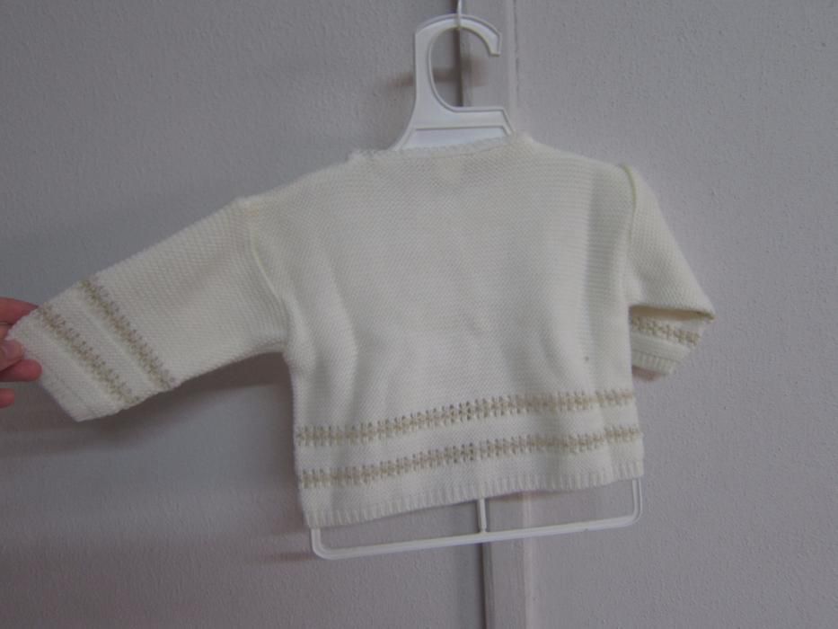 Casaco de Bébé Branco e Beje 3-6 Meses