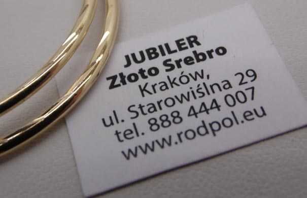 Złote kolczyki diamentowane koła 4 cm.