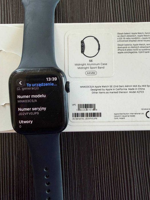 Apple Watch SE 2. Generacji | Zestaw z Boxem | Sprawny | Pasek