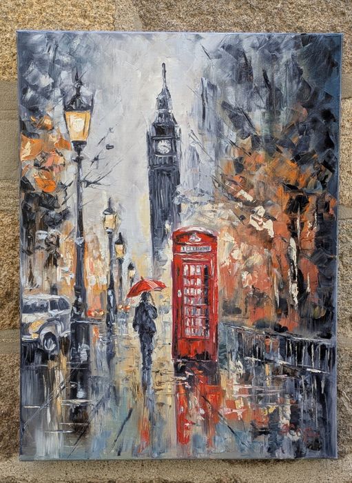 Quadro pintado a óleo, 80x60 cm