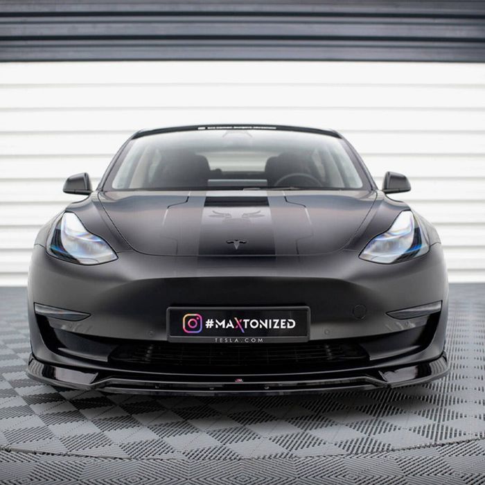 Губа на передний бампер Tesla model Y 3 сплитер обвес накладка на бампер тесла модел у 3 юбка