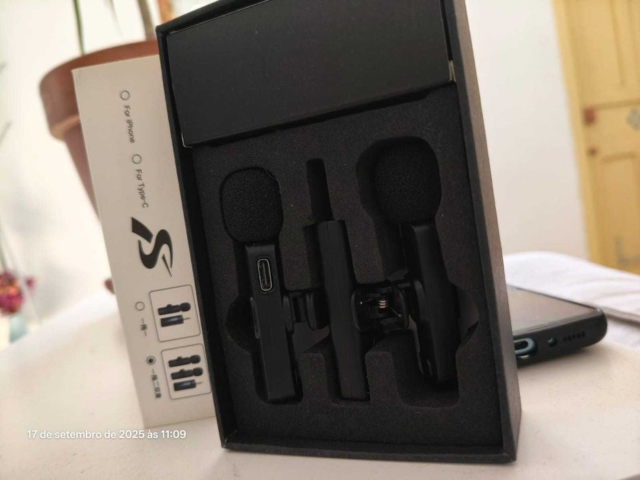 Microfone DUPLO de lapela sem fio para smartphone