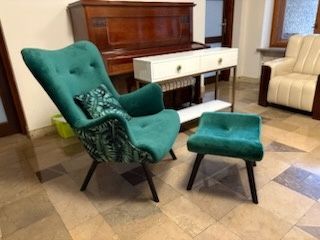 Fotel jak Uszak zestaw z podnóżkiem+poduszka - dostawa gratis