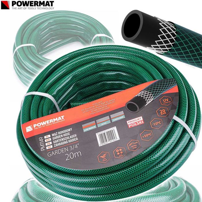 POWERMAT Wąż Ogrodowy Do Wody 3/4'' 20m 3 Warstwowy 20 Bar Pcv PM1149