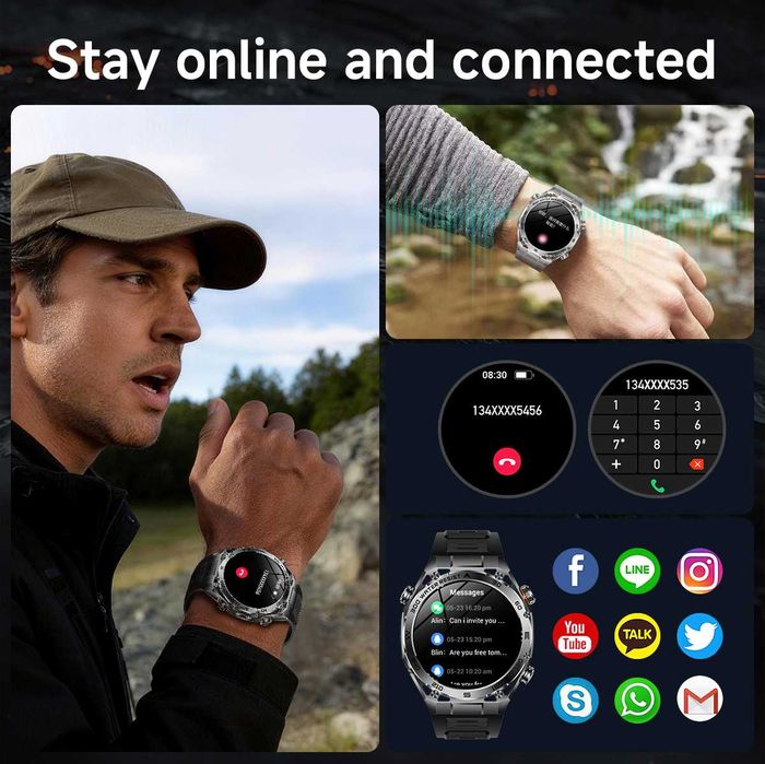 Смарт часы: HARDY AK105 PRO. NFC. 1000mAh. LED-фонарик. UV лампа.
