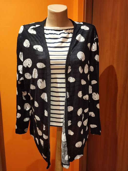 Sweterek damski, narzutka Gerry Weber rozm 42/44, czarny, biały motyw
