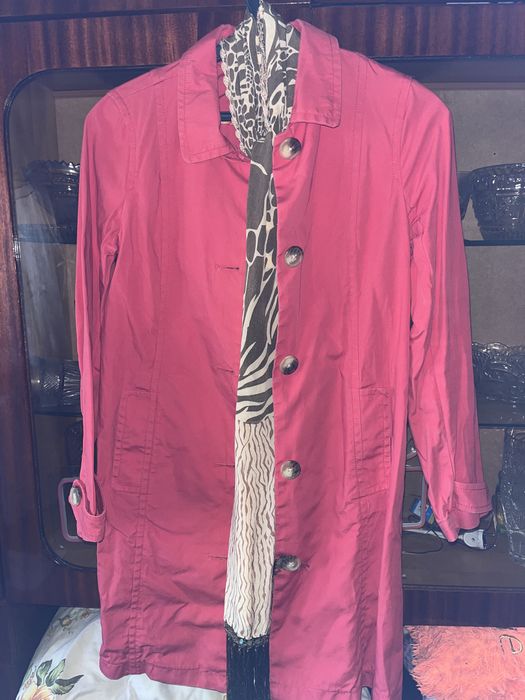 Пальто красное весна/осень и шарф женский