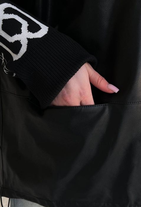 Куртка жіноча екошкіра з каптуром Куртка оверсайз, великий розмір