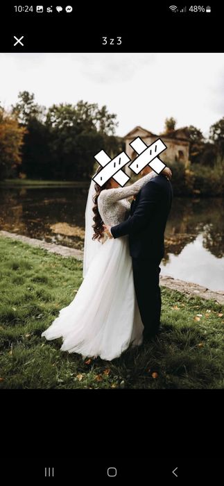 Suknia slubna Ivory z francuskiej koronki. Model Gaja