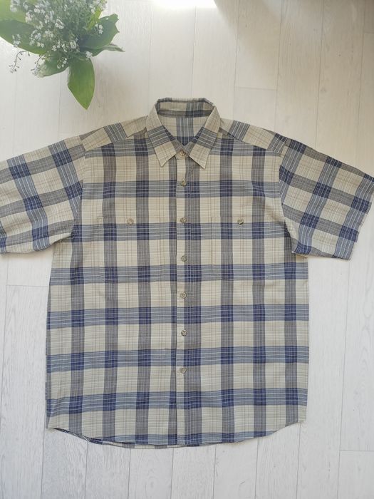 Koszula męska granatowo beżowa