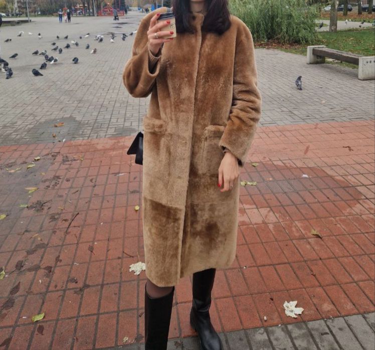 Дублянка шуба натуральна двостороння шкіра овчина мерино