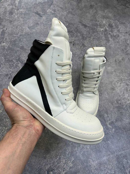 Rick Owens GEOBASKET кеды 43 44 білі  кроссовки белые jumbo lace laces