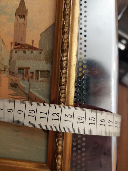 Pintura antiga Veneza sobre cartão com moldura