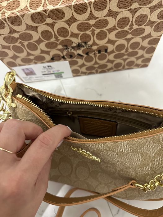 Bezowa torebka coach teri brazowa