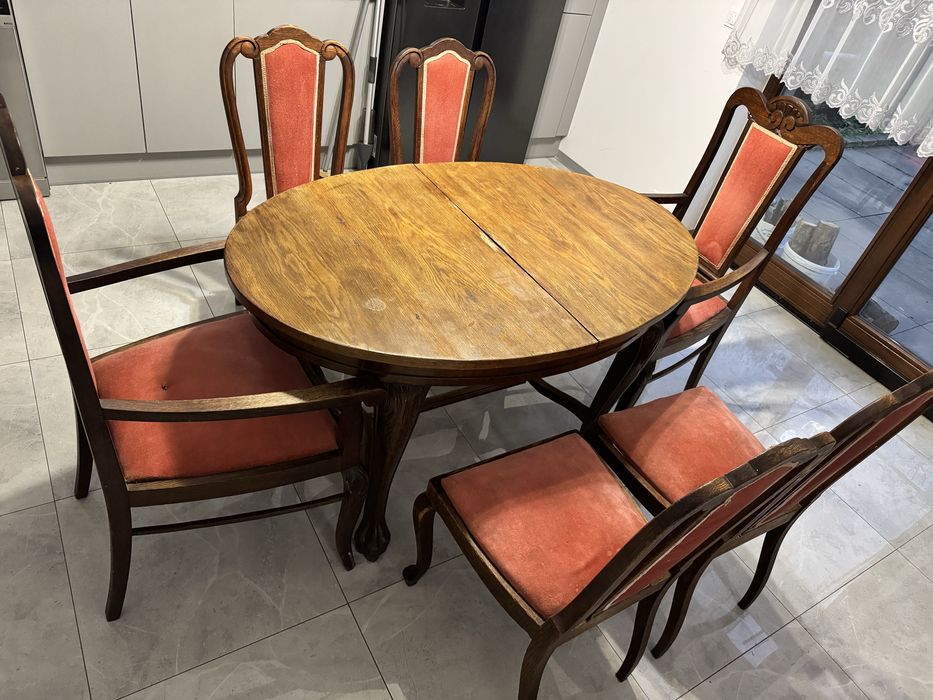 Stół owalny 140x90 wraz z 6 krzesłami