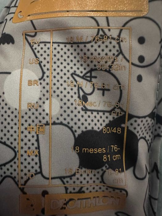 Fato de Neve Criança – 18 Meses (76–81 cm) – Como Novo