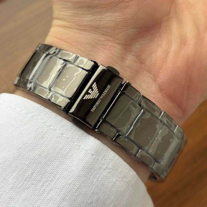 Хіт! Чоловічий годинник Emporio Armani на браслеті чорного кольору