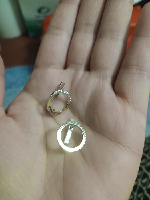 Серебрянные серьги с золотой пластиной