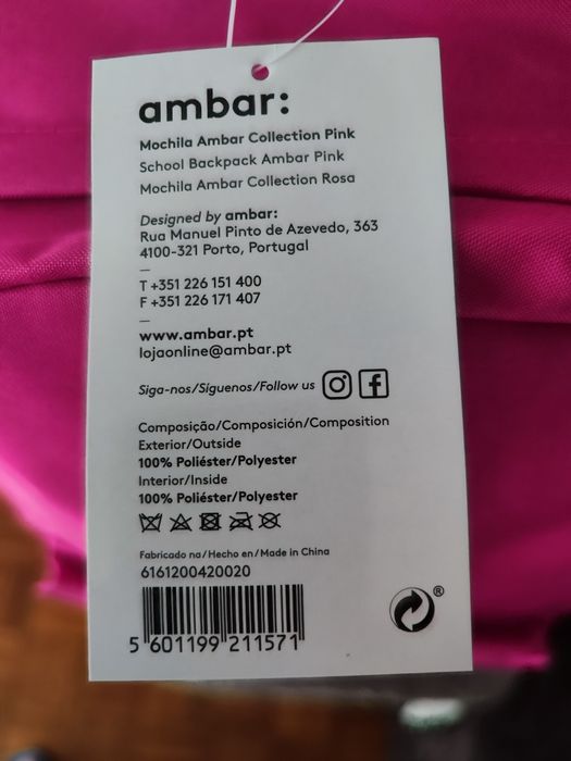Mochila Escolar Fushia design moderno e prático da Ambar